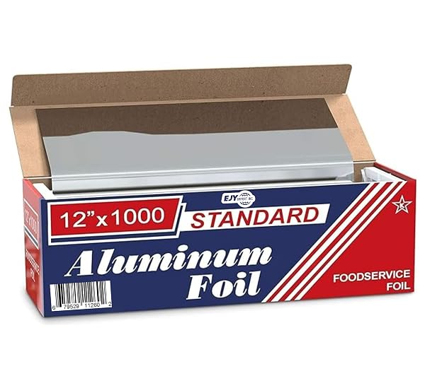 EJY IMPORT STANDARD PREMIUM ALUMINUM FOIL | 12”X1000 FEET LONG | INDUSTRIAL SIZE AND STRENGTH | COMMERCIAL GRADE & LENGTH FOIL WRAP FOR FOOD SERVICE INDUSTRY AND HOME USE| STRONG SILVER (1 PACK)