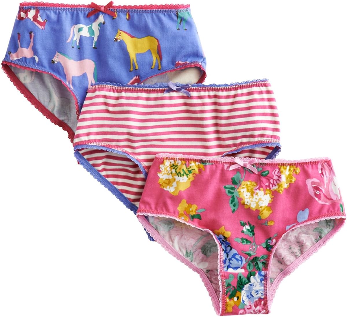 Joules Junior Knicknacks Girl's 3 Pack Underwear Blue Horse (910 Years