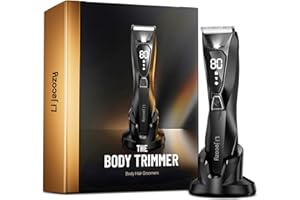 Lijecozy Body Hair Trimmer for Men, Pubic Hair Trimmer for Man - Electric Ball Shaver with Display & Light - Waterproof Wet/Dry Groomer kit for Groin - Wireless Charging - Ceramic Blade with 3 Comb