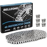 Belleone #40 Roller Chain - 10 Feet #40 Chain with 5 Connecting Links for Go Karts, Mini Bikes, Scooters, Motorcycles, Bycicles, ATV, MTV, Dirt Bike and Other Industrial Machinery - 240 Links