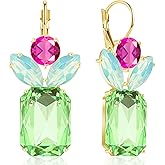 JIMARIN Bohemian Sparkly Crystal Pineapple Dangle Drop Earrings Rhinestone Fruit Leverback Earrings For Women