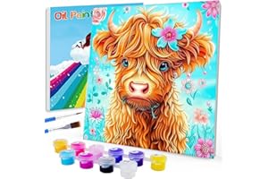WEMEON Highland Cow Paint by Numbers Kit for Kids with Framed- Easy Paint by Numbers Kit for Kids Age 4-12, Simple Painting Paint by Numbers for Gift Home Wall Decor(8x8Inch)