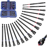 WORKPRO 16-Piece Magnetic Nut Driver Set and Bit, 6" Long Nut Drivers (SAE & Metric), Impact PH2 Bits, 1/4" Hex Shank, Long P