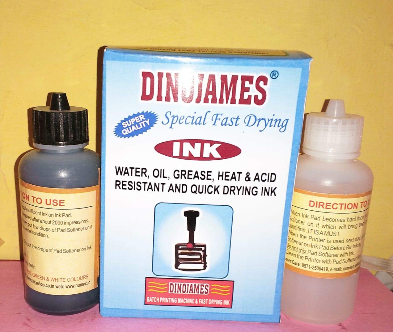 Numax Dinojames Fast Drying Ink with Pad Softener (Black) 100ml