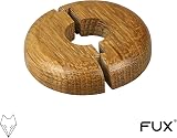 FUX 2 Radiator Pipe Covers 15mm Oak Single Collars Floor Rings view 5
