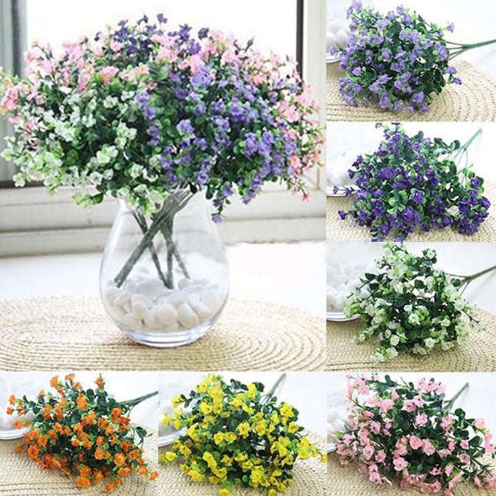 Homeofying 1 Bouquet 7 Branches Artificial Fake Gypsophila Flower Room Wedding Party Decor Purple