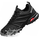Mens Trail Running Shoes Waterproof Non-Slip Hiking Walking Sneakers for Outdoor Trailing Trekking Camping Quest Black