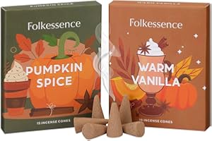 Folkulture Incense Cone Scented | Set of 2 (30) Fall Incense Cones, Dual Set | Pumpkin Spice Inscents, Fall Scents or Inscents-Cones for Relaxation | Fall Essentials for Meditation