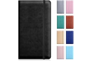 Pisypox Checkbook Cover for Personal Checkbook，Pu Leather Check Book Covers for Women and Men，With Pen holders and Elastic Bands & Built-in Clear Plastic Divider for Duplicate Checks，Black