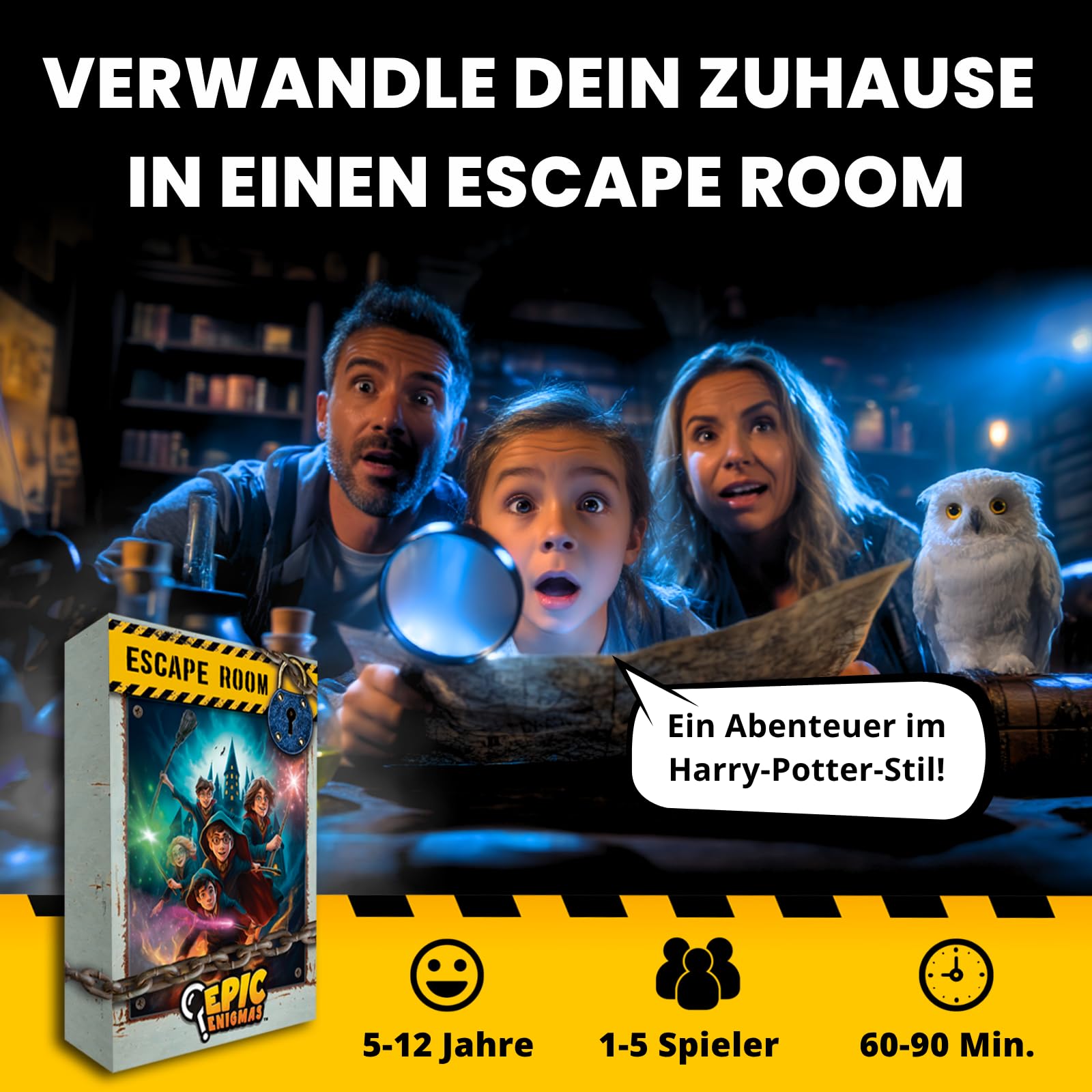 Escape-Room-Spiel für Kinder | 5 bis 12 Jahre Harry-Potter-Spiel | Harry-Potter-Geschenk & Partydekoration für Geburtstage | Familienspiel zum Exit | 5 rätselhafte Räume | (1 bis 5 Spieler) 2
