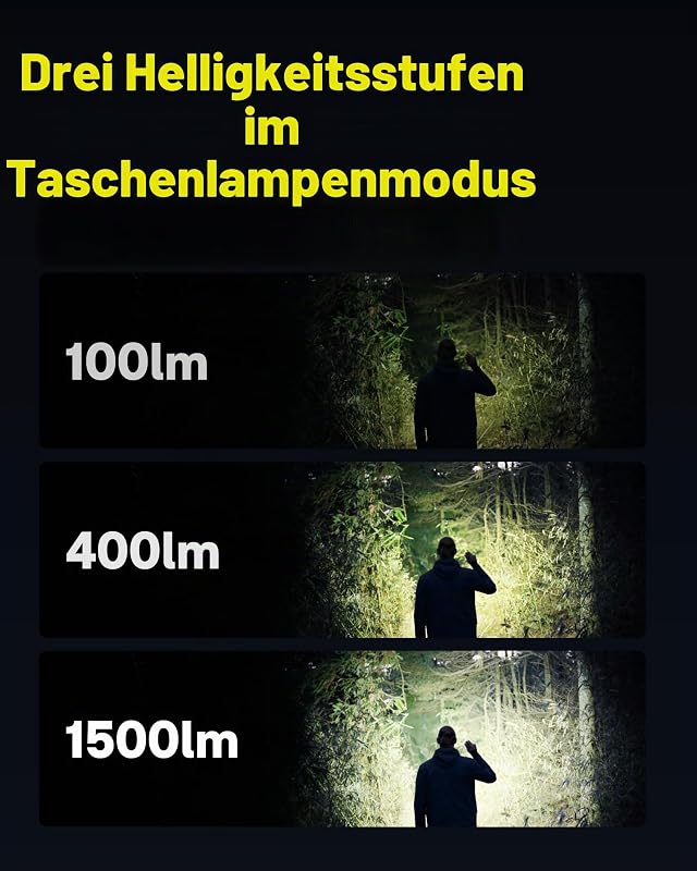 Taktische Taschenlampe LED Aufladbar mit Strobe-Modus, USB C