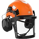 TOOLIOM Chainsaw Helmet with Face Shield and Ear Muffs, Forestry Safety Helmet, ANSI Z89.1 Certified Arborist Helmet, Chainsaw Safety Equipment (with Anti-Fog Goggles)
