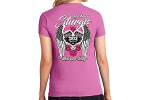 BIKER LIFE CLOTHING Ladies Missy Cut 2023 Sturgis Motorcycle Rally Love Wings T-Shirt