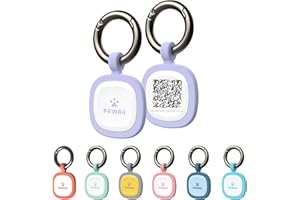 Pawaii QR Code Pet ID Tag, Silent Silicone Dog ID Tag, Modifiable Pet Online Profile, Free Online Pet Page Emergency Contact, Scan QR Receive Instant Pet Location Alert Email, 1Pack (Purple)