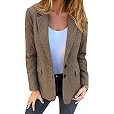 Mina Self Womens Tweed Blazer-Houndstooth Plaid Full Lining Business Casual Work Office Dressy Blazer Jackets Pockets