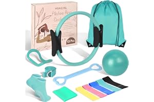 HGKZJSL Home Pilates Essentials Kit for Women,Pilates Equipment Set with 9 Inch Yoga Ball,Figure 8 Resistance Band,Pilates Bands & Accessories,Pilates Ring and Ball Set for Beginners Home Workouts