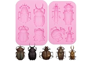 Beetle Fondant Mold 2 Pcs, Insect Silicone Mold for Cake Decoration Candy Cupcake Topper Cake Polymer Clay Crafts Epoxy Resin