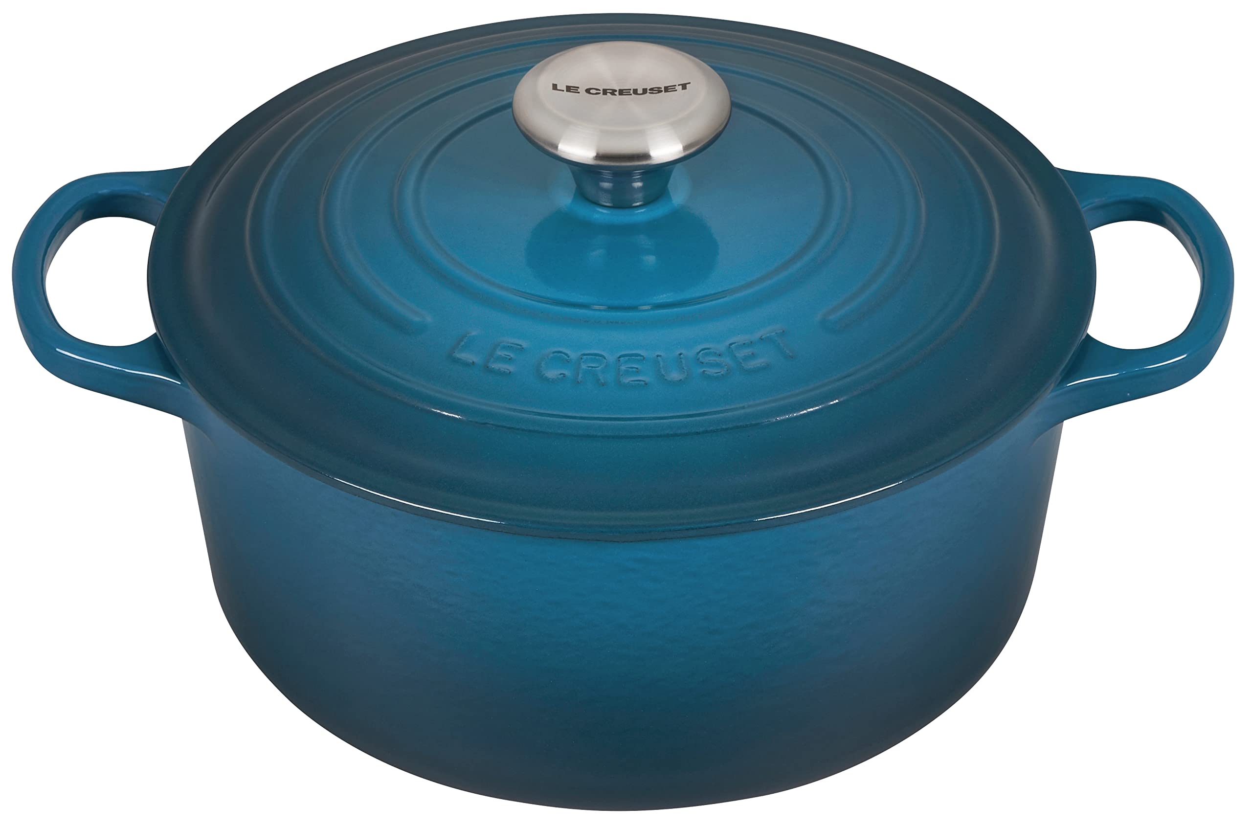 Le Creuset Signature Gusseisen-Bräter mit Deckel, Ø 24 cm, Rund, Für alle Herdarten und Induktion geeignet, Volumen: 4,2 l, 4,305 kg, Deep Teal, 21177246422430