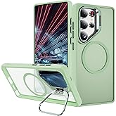 TORRTOWAY for Samsung Galaxy S25 Ultra Case with Magnetic Compatible with MagSafe Built-in Kickstand Stand Shockproof Protective Cover for Galaxy S25 Ultra Phone Case (Light Green)
