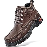 FLYLAND Men's Casual Boots Vintage Leather Ankle Dress Boot Chukka Boots Mid Top Non-Slip Driving Walking Shoes