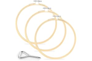Caydo 3 Pieces Embroidery Hoop with Metal Screw Tool, 6 Inch Bamboo Embroidery Hoops for Embroidery and Sewing, Cross Stitch Hoop for Home Crafts and Ornaments