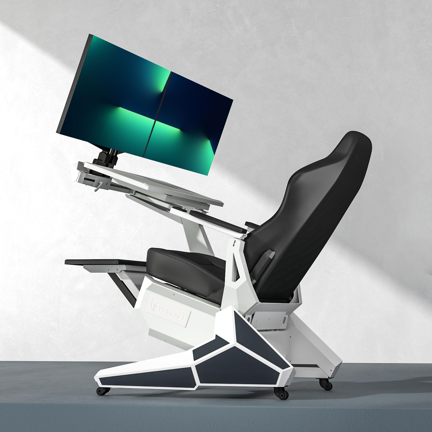 Photo 1 of Ycloroet Zero-Gravity Gaming & Office Chair with Dual Monitor Arm, 165° Reclining 441LB Load 0.65m² Space-Saving Mobile Workstation for Home Office & Ergonomic Gaming Setup, PC, PS5, Xbox Series X|S
