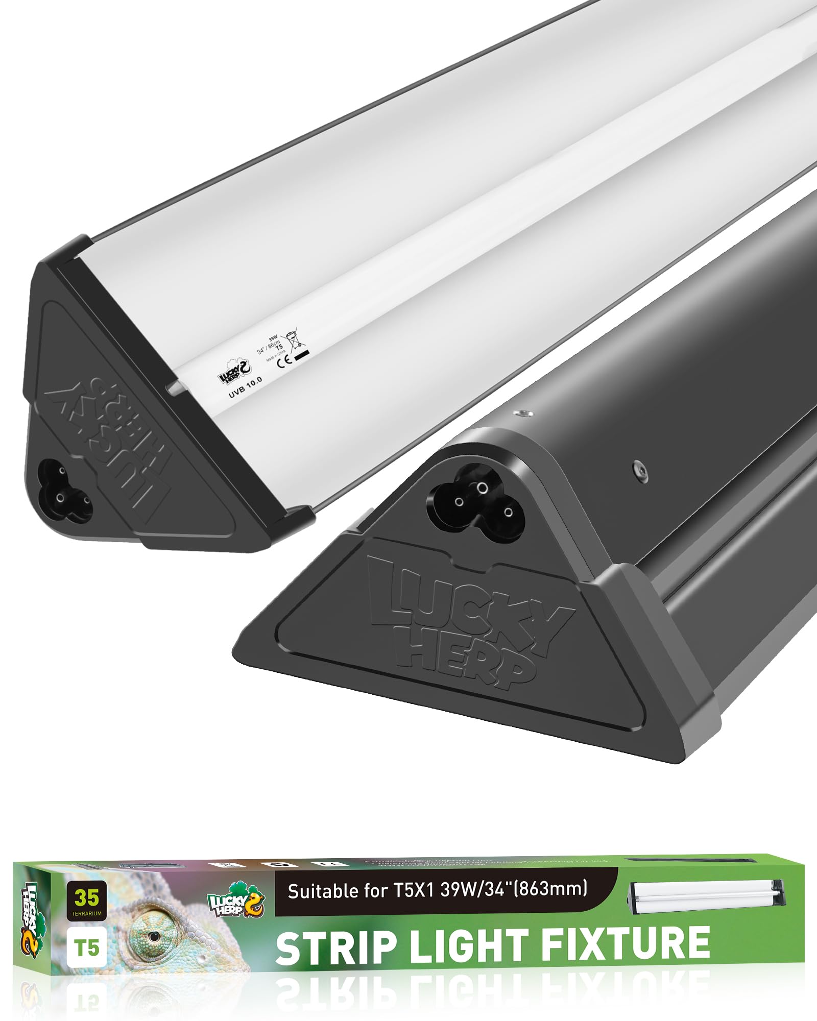 Photo 1 of LUCKY HERP T5 Reptile Light Fixture Combo Kit 39W (New Upgrade), UVB Reptile Light Fixture with Desert UVB 10.0 34" Fluorescent Tube, UVA UVB Reptile Light for Lizard, Bearded Dragon, Tortoise