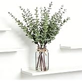 Artificial Eucalyptus Stems in Glass Vase with Faux Water, 17.5" Sage Green | Fake Plants for Home Decor, Bathroom, Coffee Ta