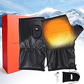 Heated Gloves for Women, Rechargeable Washable PU Leather Electric Heated Warm Winter Gloves for Motorcycle Skiing Bike Hunting Camping - Fingerless Glove for Cold Weather Arthritis Hands