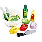 Hape Healthy Wooden Salad Playset| 39PCs Pretend Salad Play with Utensils and Ingredients for Toddlers Ages 3 Years and Up