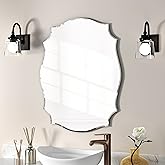 KOHROS Scalloped Bathroom Mirrors for Over Sink 18" x 24" Silver Frameless Beveled Edge Wall Mirror for Bathroom Vanity Entryway