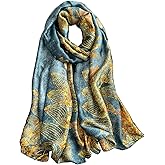 Myneiyi Fashion Scarves Scarf 100% Silk Feeling Scarf Silk Like Scarves Long Lightweight Sunscreen Shawls for Women