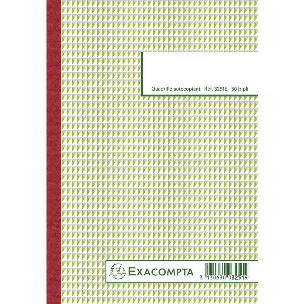 Exacompta - Ref. 3251E - 1 Manifold squared 5x5 - 50 numbered carbonless sheets in 3 copies (1 original + 2 copies) - format 210 x 148 mm - FSC certified - made in France