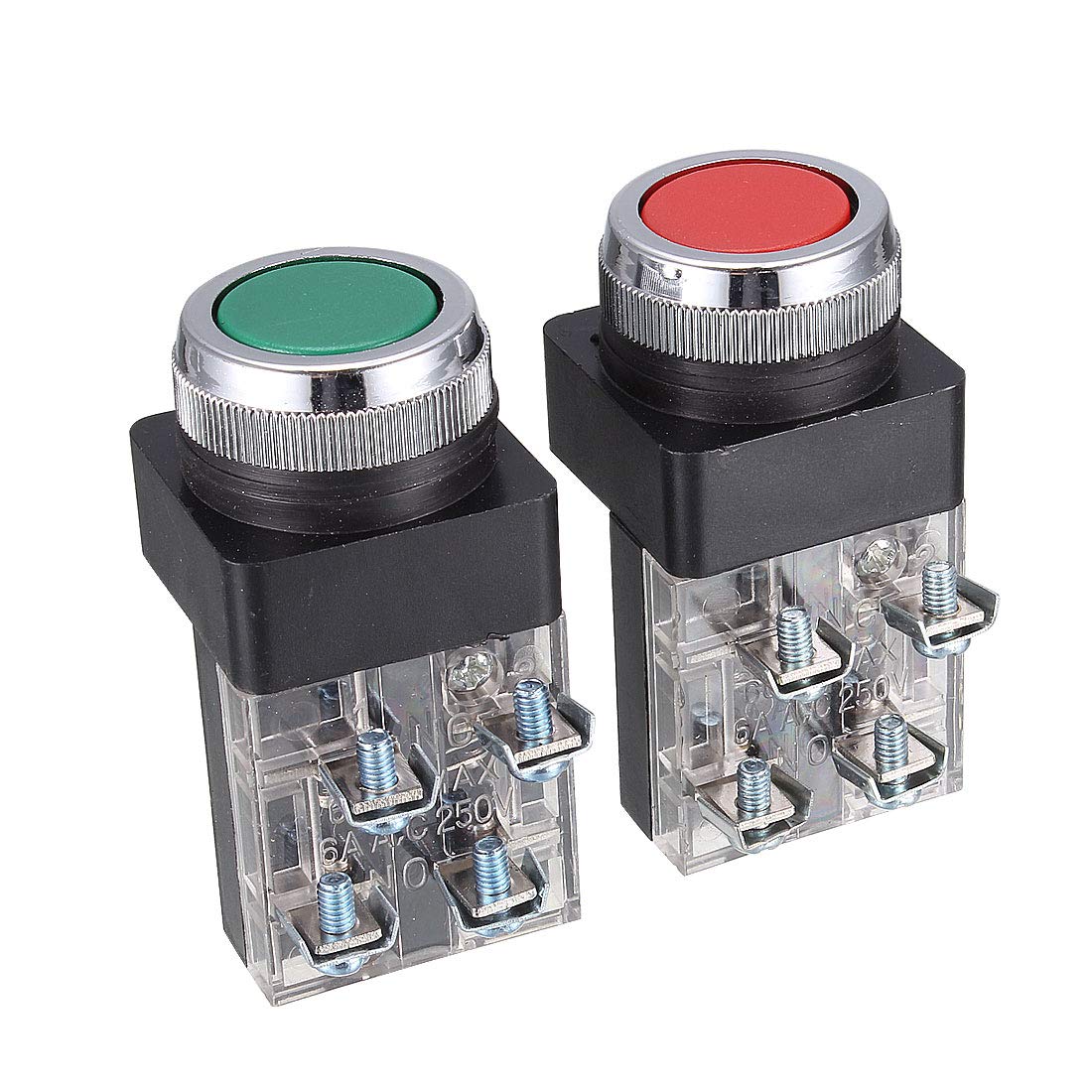 uxcell Green Red Sign Momentary DPST Push Button Switch 1 NO 1 NC 250V 6A