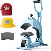 VEVOR 2-in-1 Hat Heat Press Machine, with 2 Platens &amp; Caps Stretcher, Precise Temp&amp;Timer Control, Hat Press Heat Machine for Caps Compatible with HTV Iron On and Sublimation Projects, Light Blue