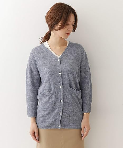 Amazon アーバンリサーチ ドアーズ カーディガン リネンvネックロングカーディガン レディース Blue One カーディガン ボレロ 通販