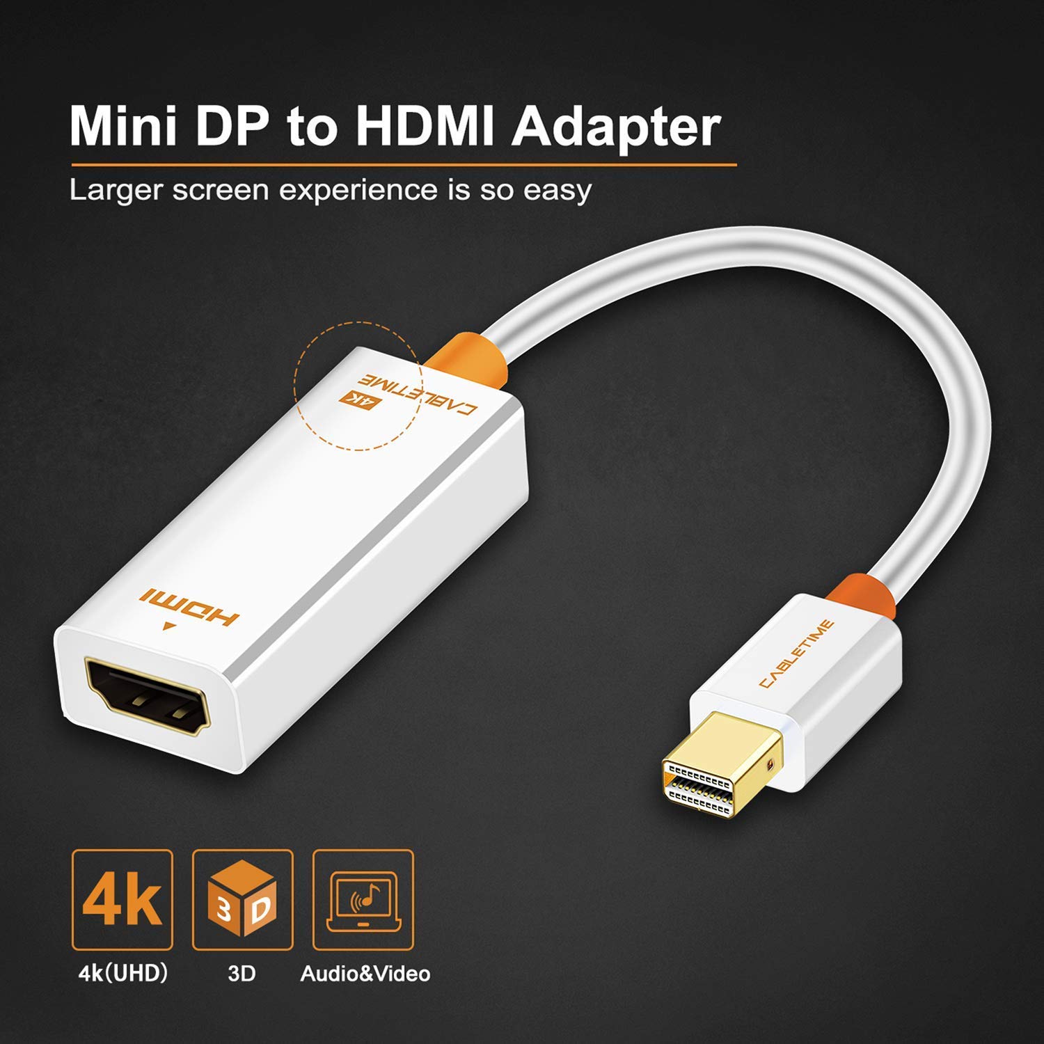 Cabletime Mini Displayport To Hdmi Adapter 4k Amazon In Electronics