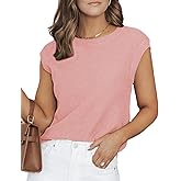 CiCiBird Women Summer Cap Sleeve Sweaters Knit Crew Neck Pullover Tank Tops 2025 Casual Trendy Shirt Pink M