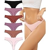 Riozz Womens Breathable Seamless Thong Panties No Show thongs Workout Thongs Women Comfortable Thong Underwear Sexy 6 Pack