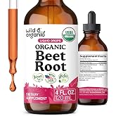 USDA Organic Beet Root Extract Drops - Energy Support - 4 fl oz | Athlete Support - Liquid Red Beets Supplements - Mix with Powder - No Sugar &amp; Alcohol-Free - Natural, No Artificial Additives