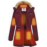 joohoo Graphene Heated Jacket Parka for Women with Rechargeable Battery Pack Included