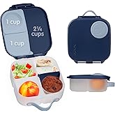 b.box Mini Lunch Box - 4.25 Cup Leak Proof Bento Box for Kids Ages 3+ - 3 Compartment Snack Containers, School Lunch Container, Dishwasher Safe, BPA-Free, PFAS-Free - Midnight