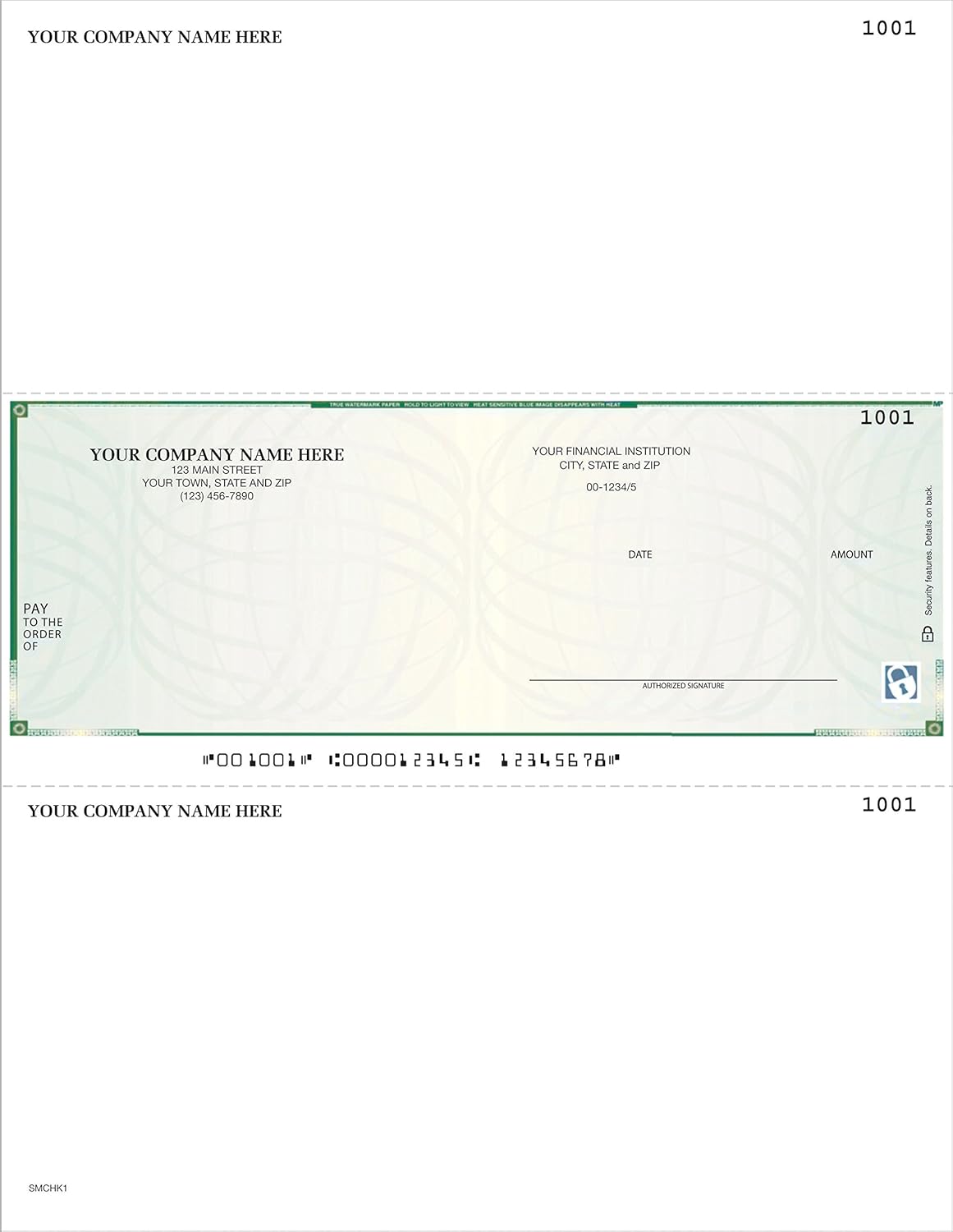 CheckSimple Laser Business Checks, Middle Format for MAS & Businessworks Software (100 Qty) - Custom : Office Products