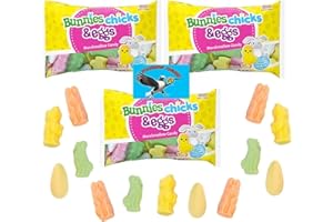 PITCHING PIGEON Bunnies Chicks and Eggs Easter Marshmallow Candy 30oz Total - Pefect For Easter Basket Treat Snack Gifts and Egg Hunt Stuffers