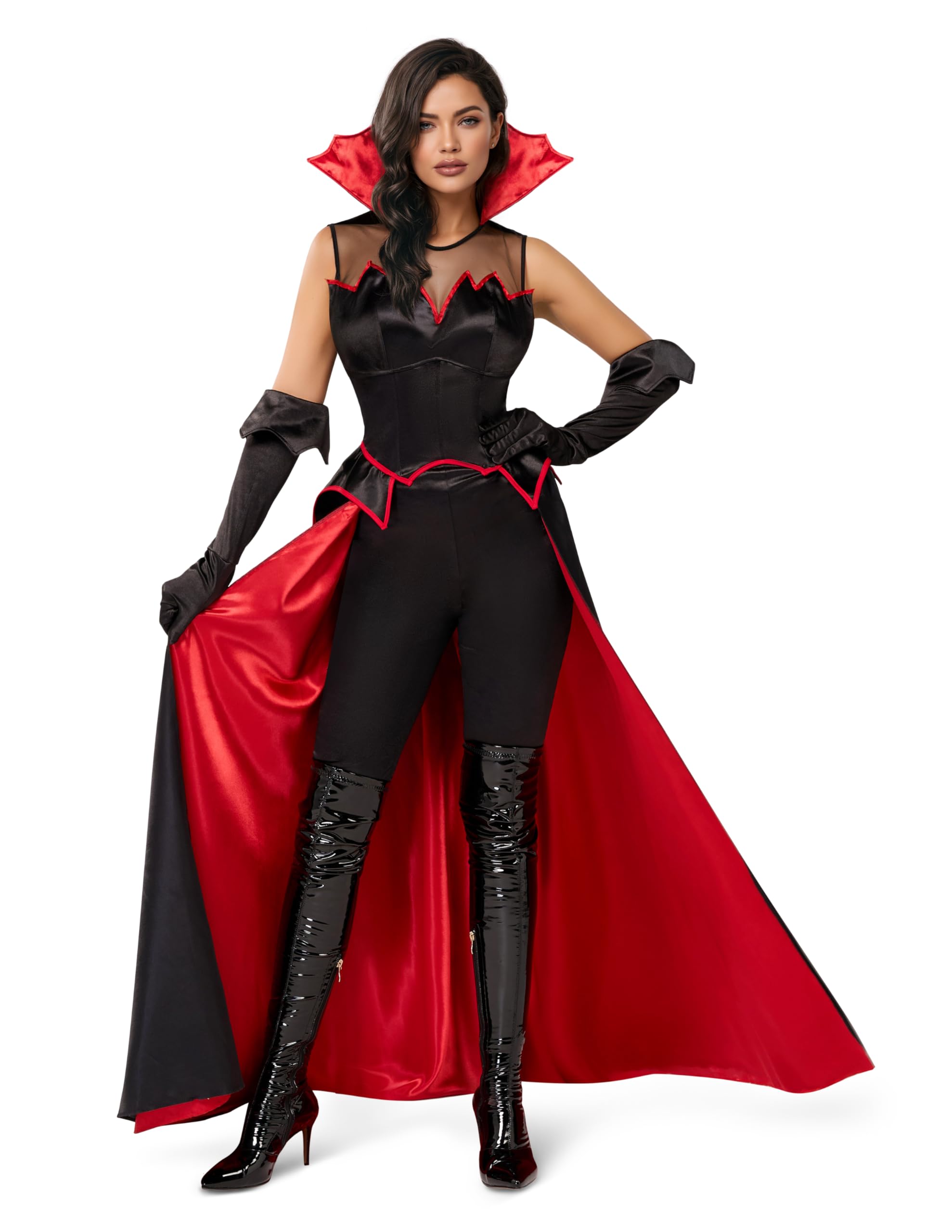 Photo 1 of ***NEEDS ZIPPER REPLACEMENT*** Spooktacular Creations Halloween Vampire Costume Women, Adult Vampire Costume Women Dress with gloves for Halloween Dress Up Parties, Scary Themed Party (Small)