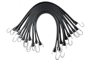 ROBLOCK 21" Rubber Tarp Straps with 150% Max Stretch, 100% EPDM Bungee Cords with Metal Crimped S Hooks, Ideal for Securing Tarps, Cargo, Canvases, Weatherproof (10 Pack)