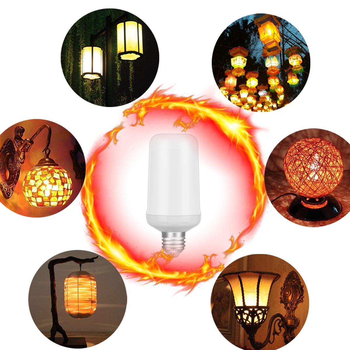 Warmoon LED Flame Light Bulbs E26 Base Flame Lamp True Fire Color Atmosphere Lighting Led Flame Effect Light Bulb for Home Hotel Bar Halloween Christmas Festival Decorations (Upside Down Available)