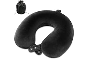 urnexttour Travel Pillow, Best Memory Foam Airplane Pillow for Head Support, Soft Travel Neck Pillow for Plane, Car & Home Recliner Use (Black)