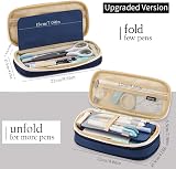 EASTHILL Big Capacity Pencil Case Linen Navy 9x20 cm Office School view 2
