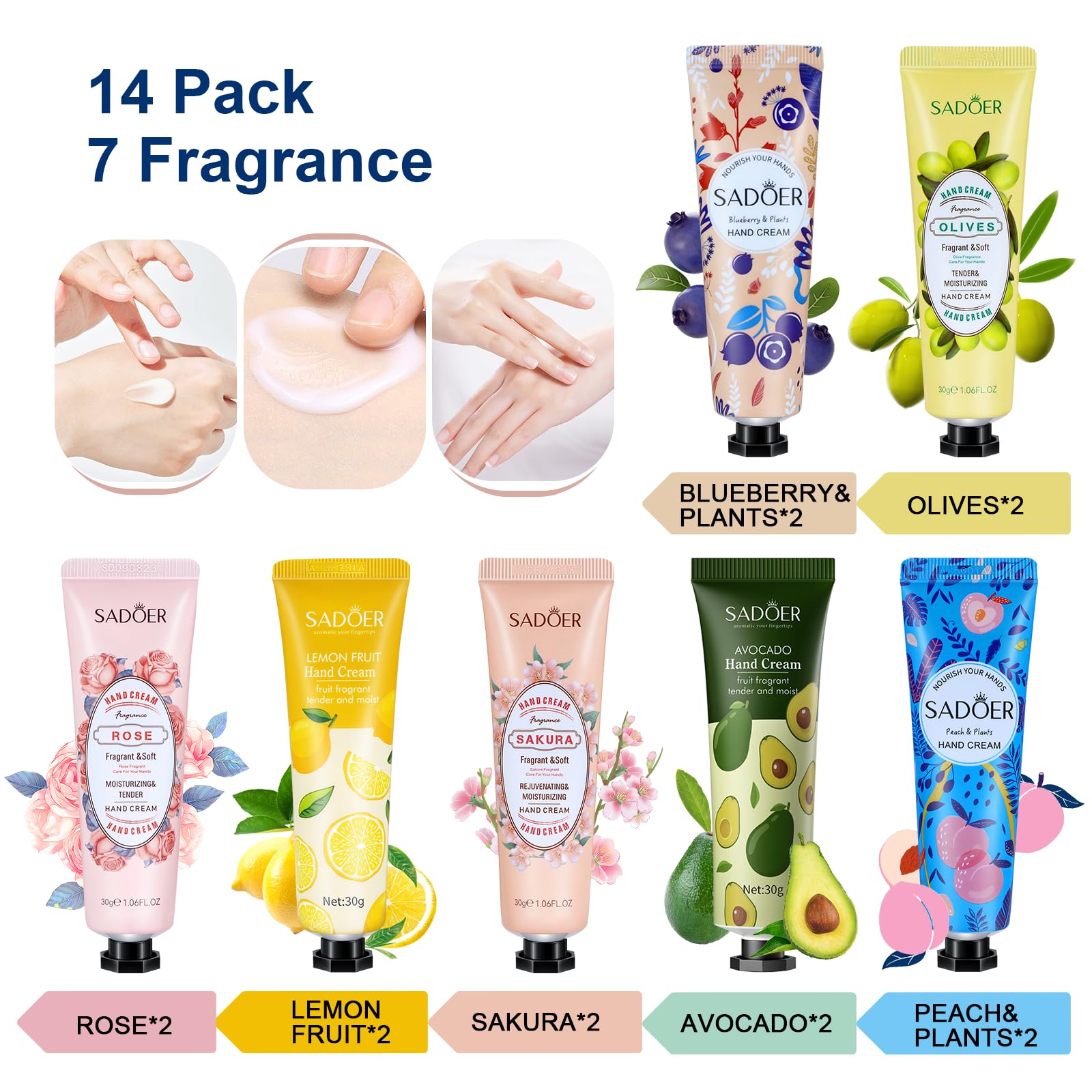 Hand Cream Gifts Set For Women, 14 Pack Natural Plant Fragrance Mini Hand Lotion For Dry Cracked Hands, Travel Size Hand Care Moisturizing Hand Cream Bulk Gift Set For Mom Girlfriend Girls Her